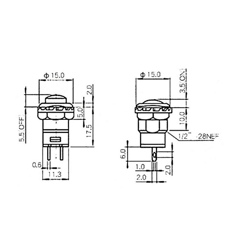 5x Druckschalter selbstsichernd 12mm DS-428 Rot