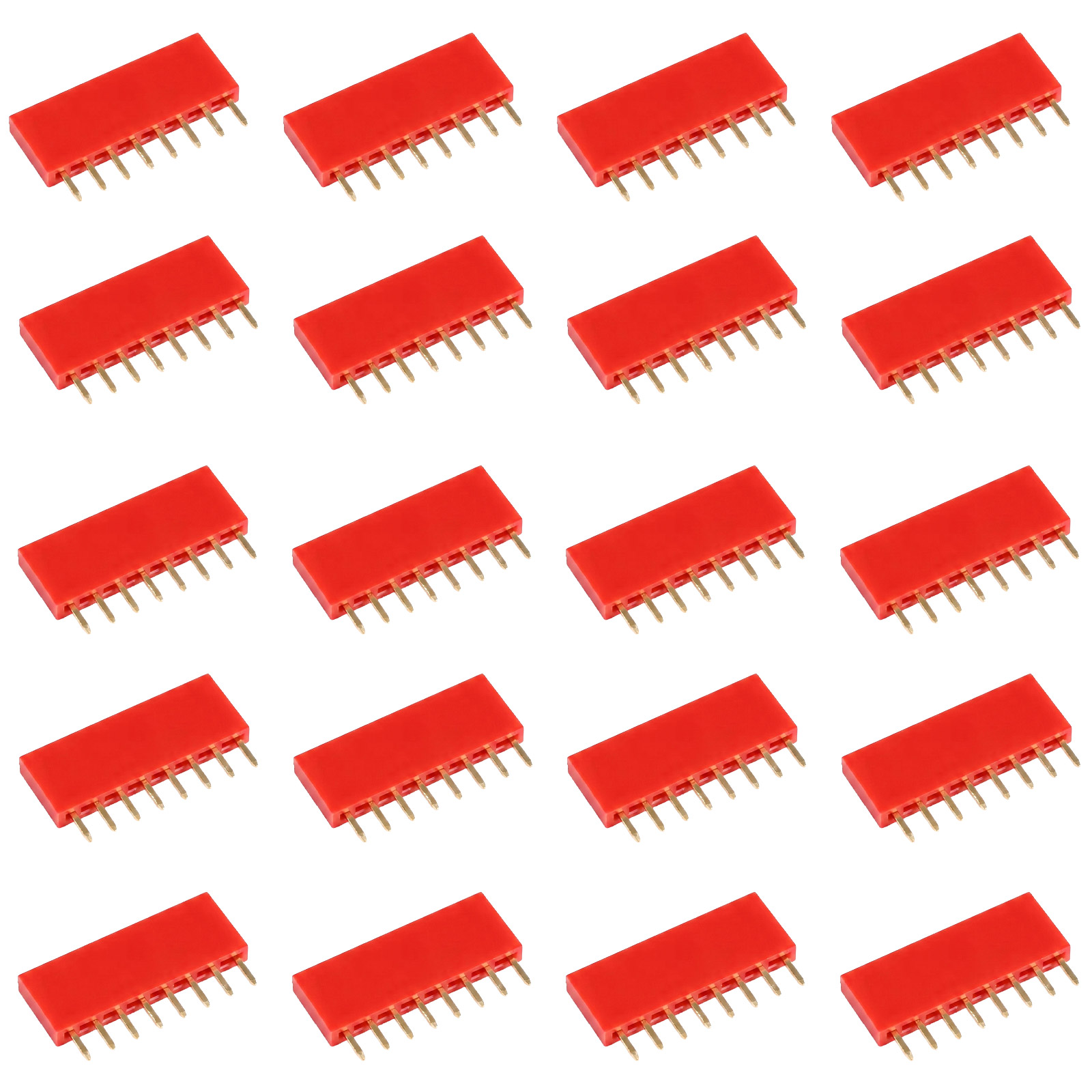 20x Buchsenleiste 8-polig 2,54mm Rot