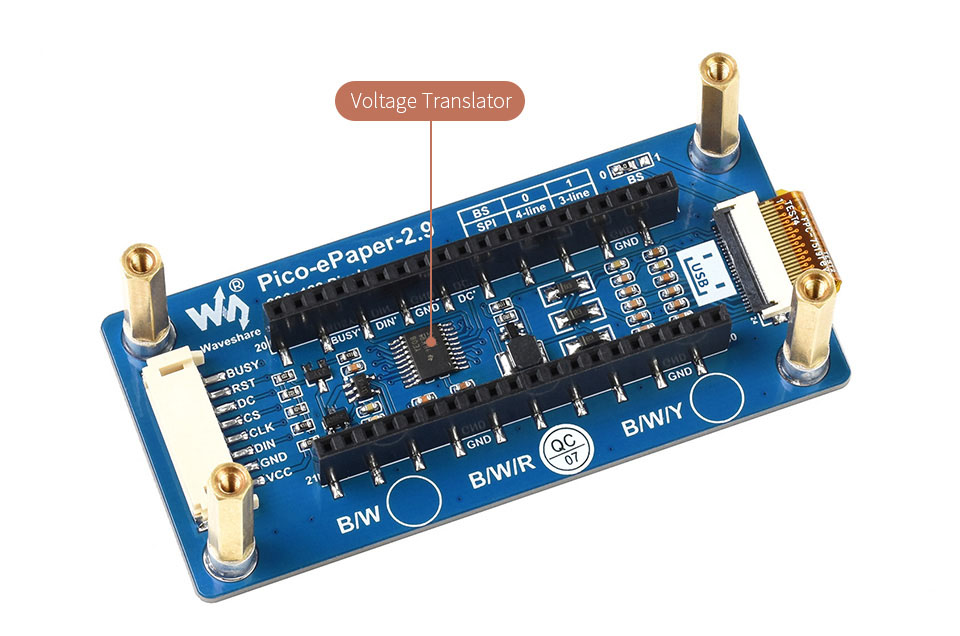 Waveshare 2.9" E-Paper Display Modul (B) für Raspberry Pi Pico 3-farbig
