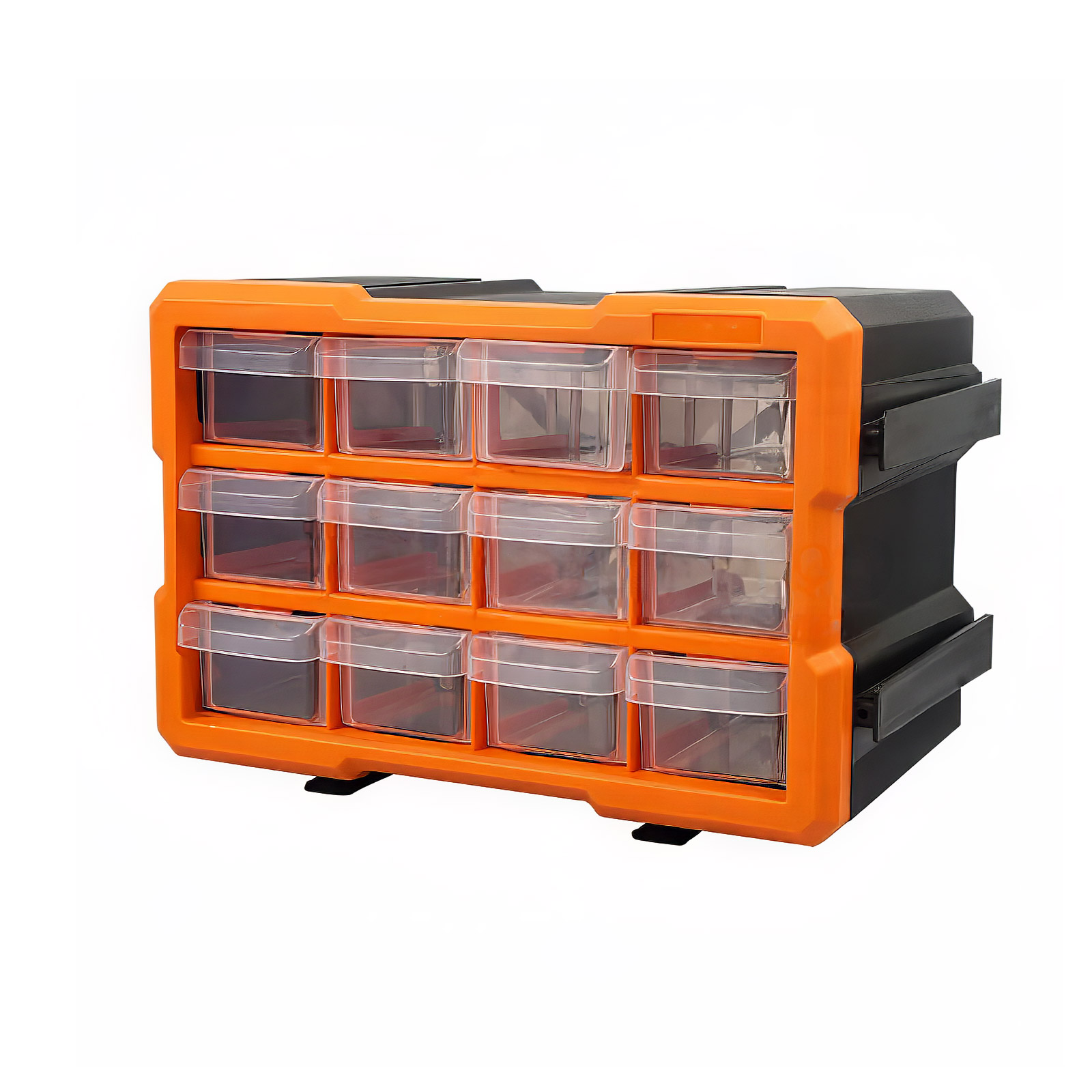 Kleinteilemagazin Sortimentskasten erweiterbar 12 Fächer (Orange)