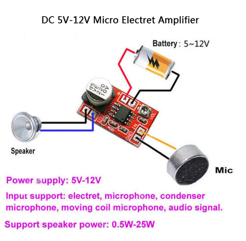 Mini Mikrofon Verstärker Modul DC 5-12V