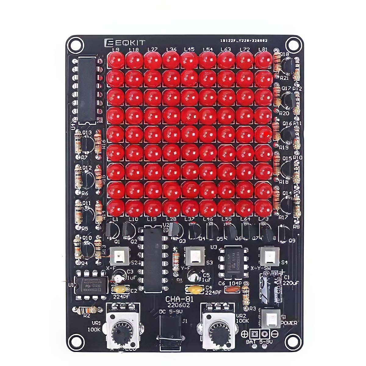 Bausatz: LED Spiel – DIY Lötkit mit 81 roten LEDs & Lauflichteffekt