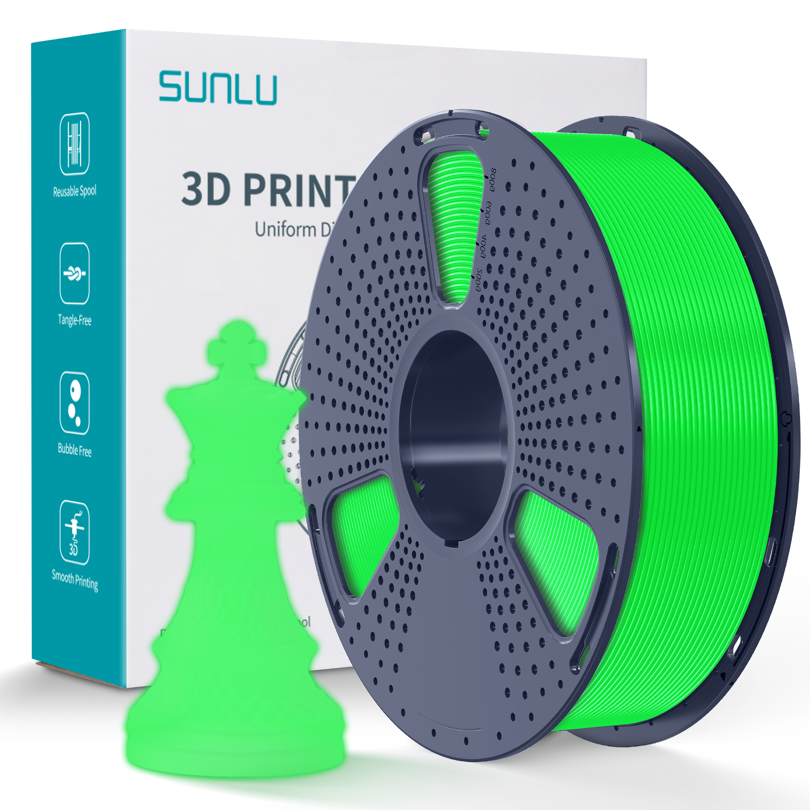 Sunlu PLA Glow in the Dark Filament Green 1.75mm 1kg