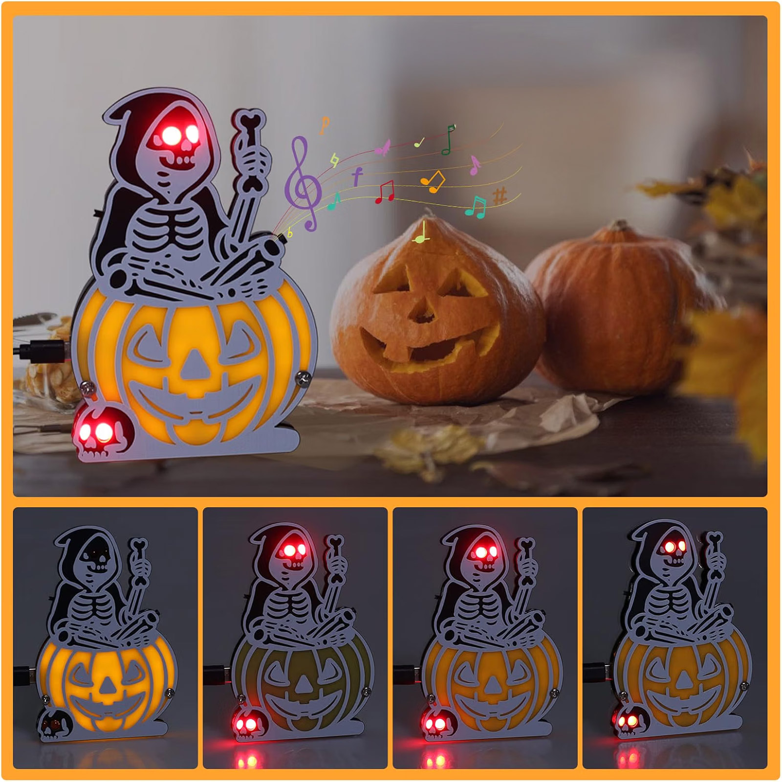 Bausatz Halloween LED Kürbis Skelett Lernkit