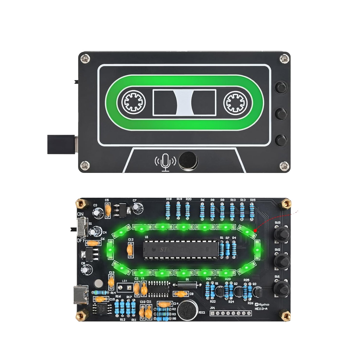 Bausatz Sound Recorder Sprachaufnahme 10 Minuten mit LED Blinklicht