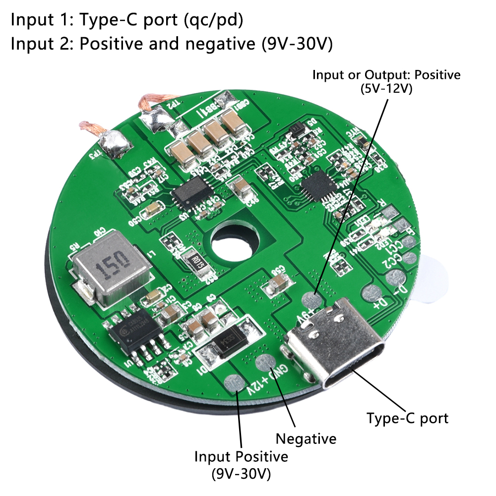Hochleistungs-Wireless-Charger Modul DC 5–12V 20W – Type-C Schnelllade-Schaltkreis für Mobilgeräte