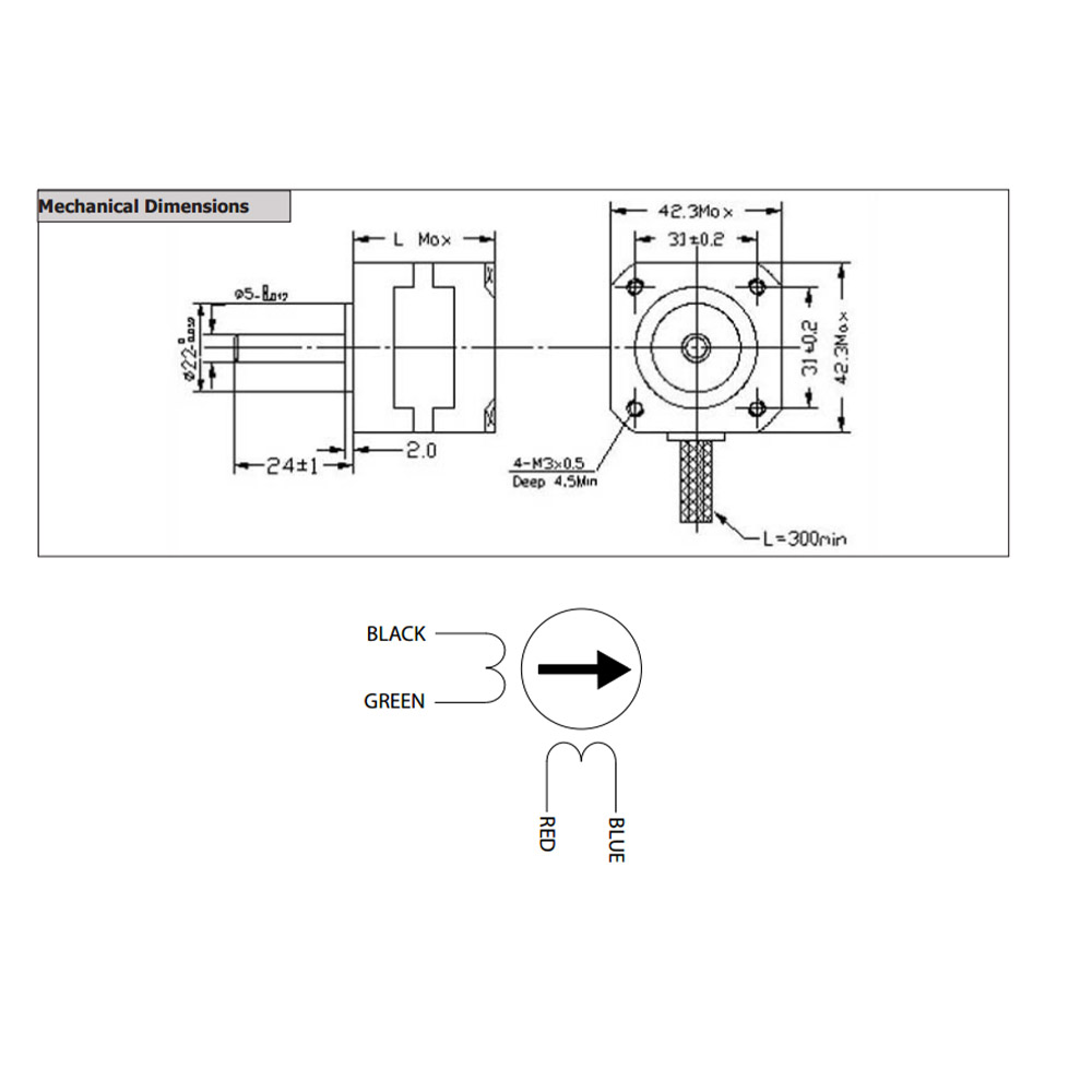 Nema 17 Schrittmotor original Wantai 42BYGHW811