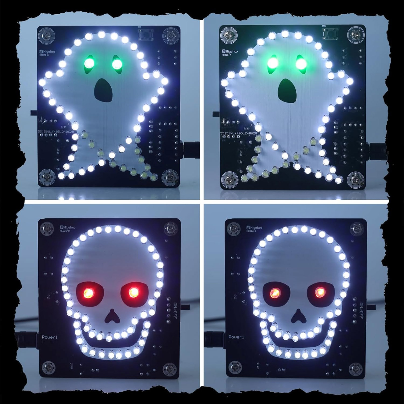 Bausatz: Halloween Totenkopf/Geist zum Löten mit LEDs und Soundeffekt