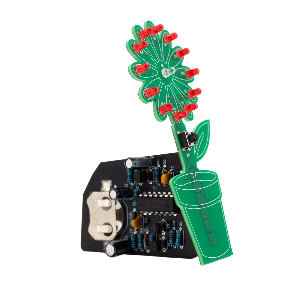 Bausatz LED-Blume – Interaktives Lötprojekt mit Lichtsensor und Taster (6V, 10x7cm)