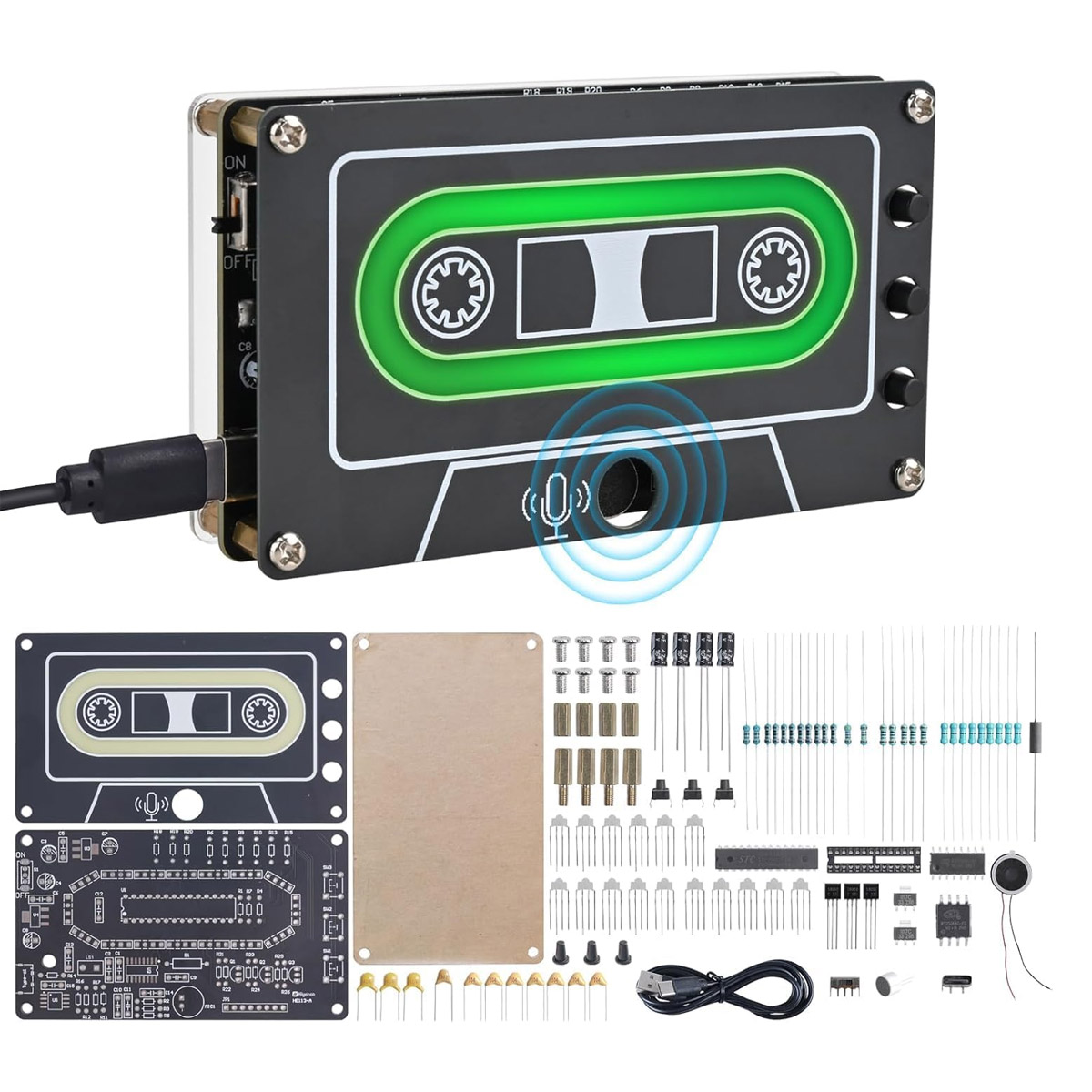 Bausatz Sound Recorder Sprachaufnahme 10 Minuten mit LED Blinklicht