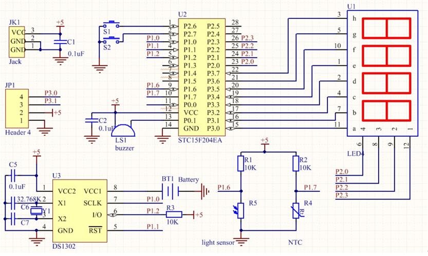 Bausatz Elektronische Uhr mit 4 Bit Display Grün