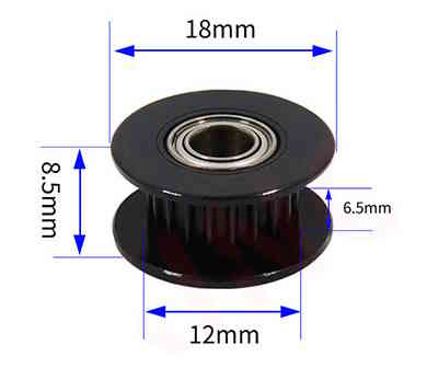 GT2 Riemenscheibe Idler 20 Zähne 5mm Bohrung für 6mm (Schwarz)