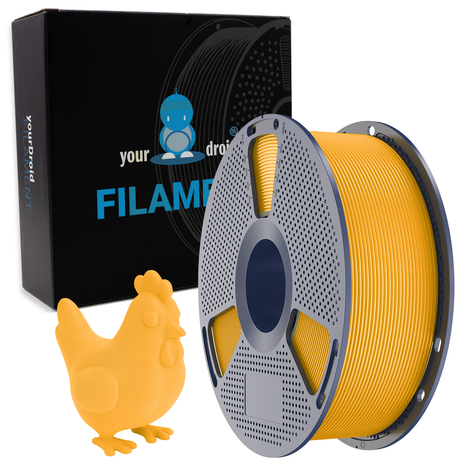yourDroid PLA+ Filament Leuchtgelb 1.75mm 1kg
