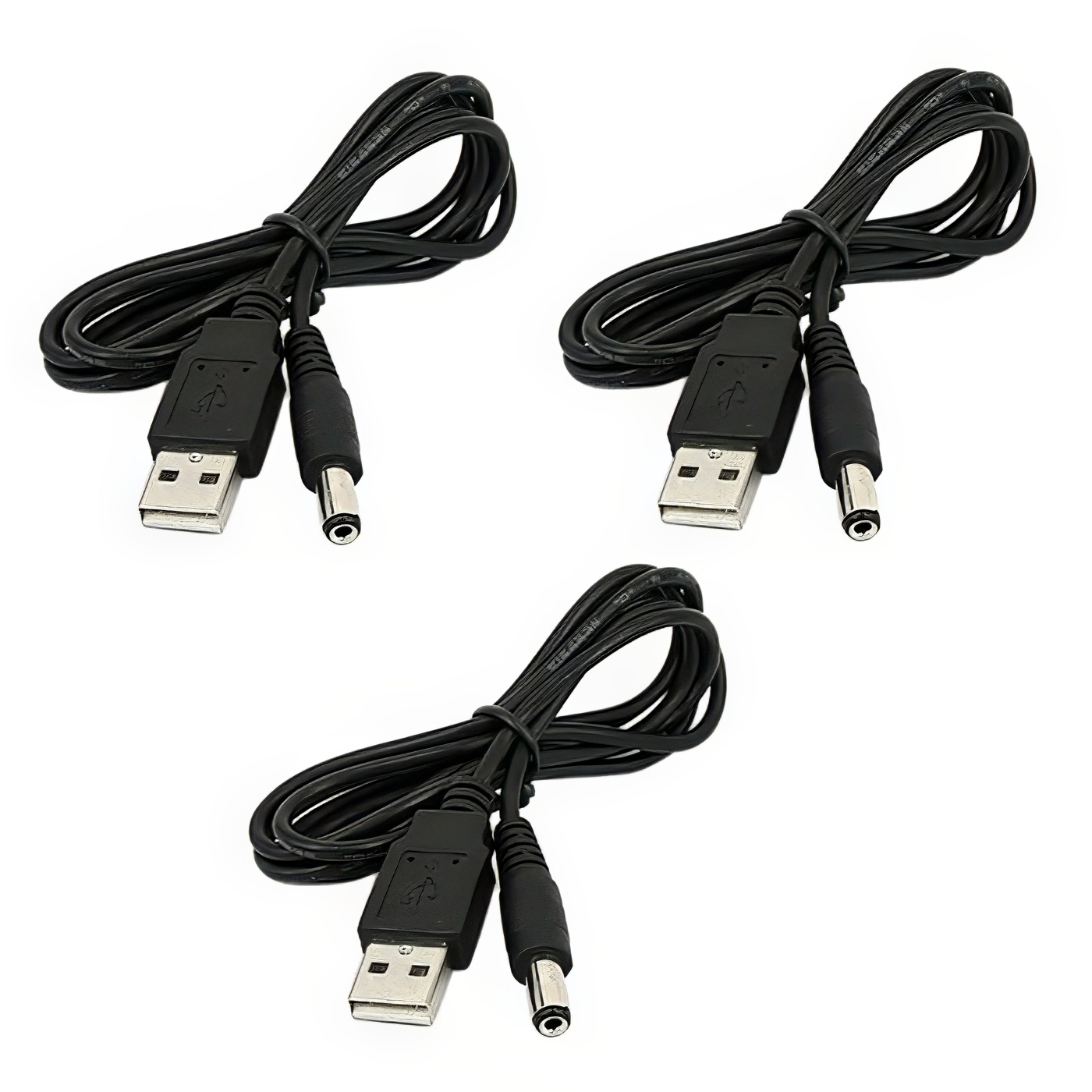 3x 80 cm USB Stromkabel auf DC Hohlstecker 5.5 x 2.1 mm
