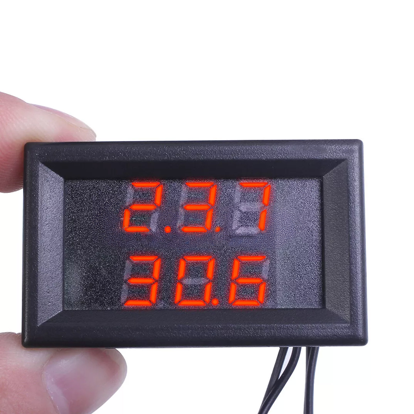 Doppel LED Anzeige mit wasserfesten Temperatursensor DC 4-28V (Rot & Rot)