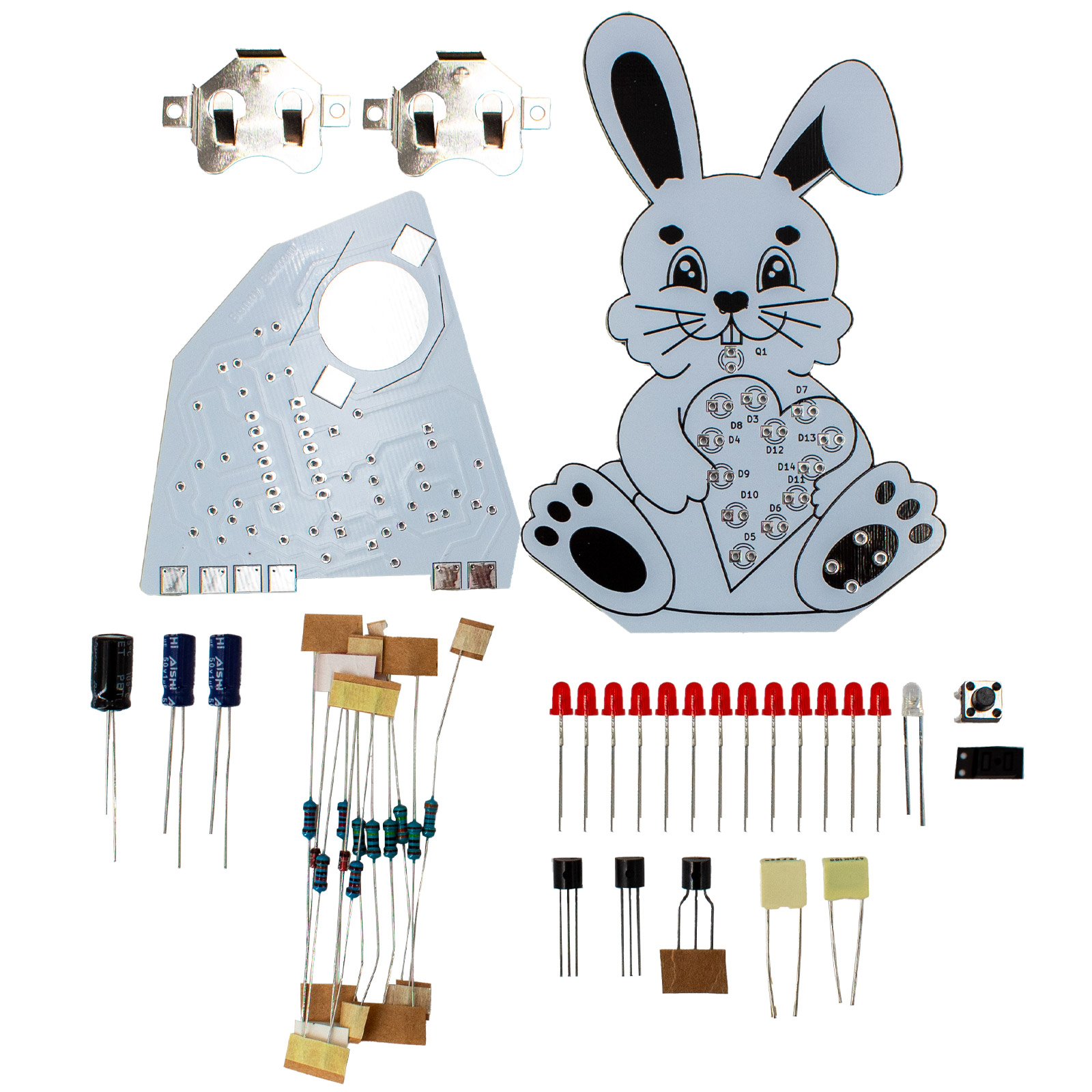 Lötbausatz Osterhase mit leuchtendem Herz