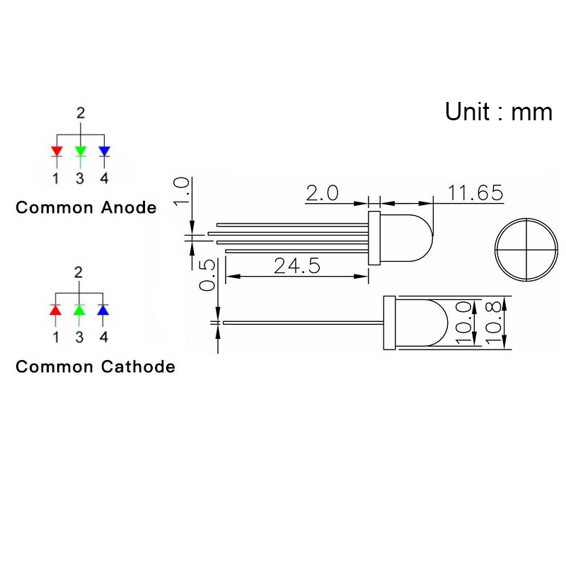 10mm RGB LED (gemeinsame Kathode)
