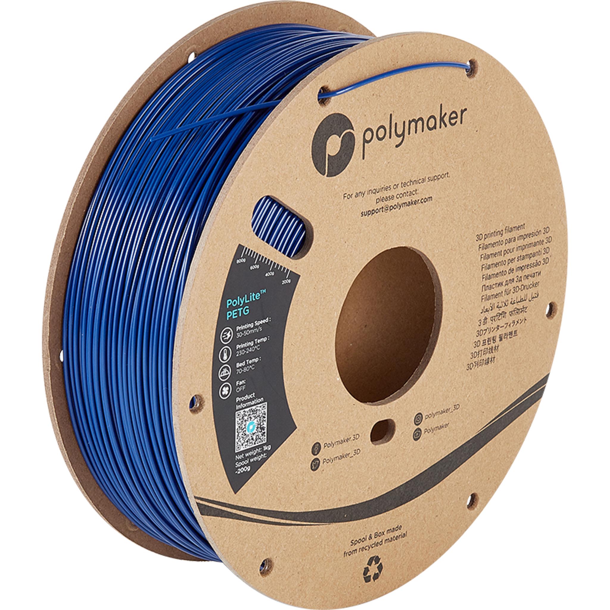 Polymaker PolyLite PETG Filament Blau 1.75mm 1kg