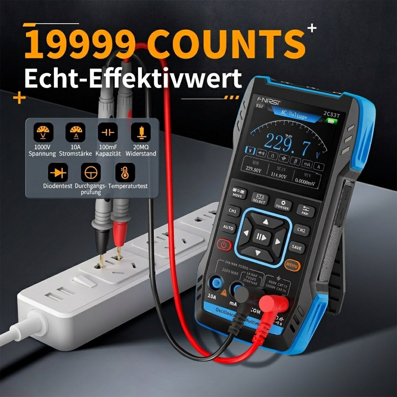 FNIRSI 2C53T 50MHz 250MS/s Tragbares 3in1 Oszilloskop Multimeter Signalgenerator