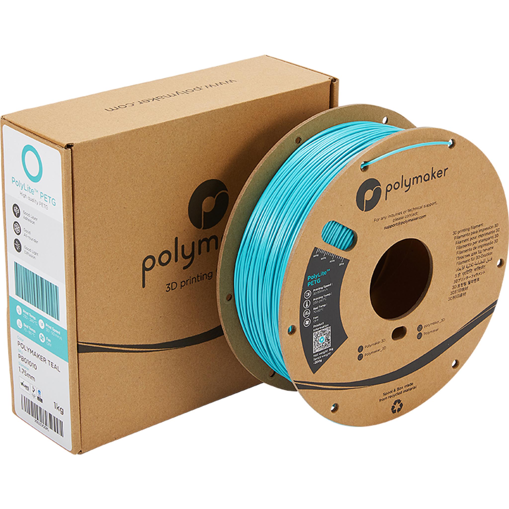Polymaker PolyLite PETG Filament Türkis 1.75mm 1kg