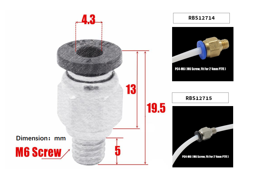 PC4-M6 Bowden PTFE Schnellverbinder
