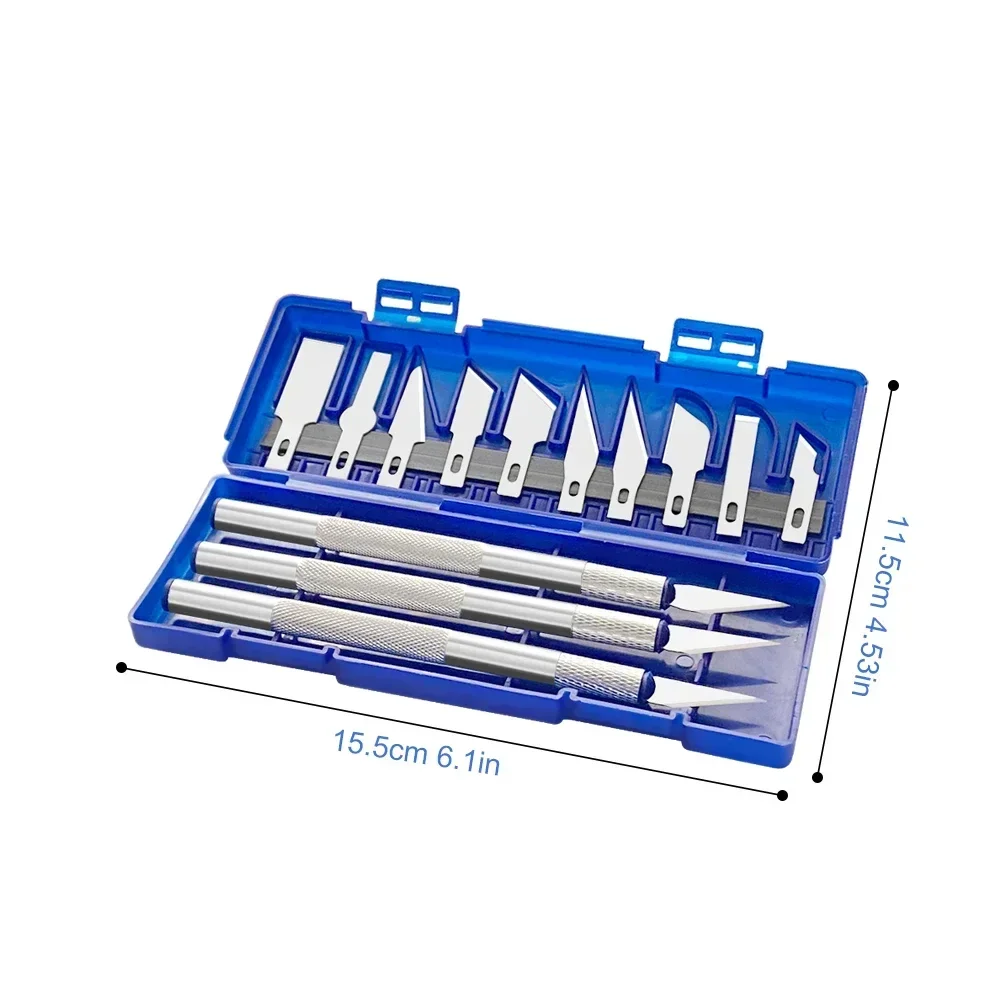 13-in-1 Präzisionsmesser Skalpell Cutter Set mit 3 Griffen & 13 Klingen im Etui