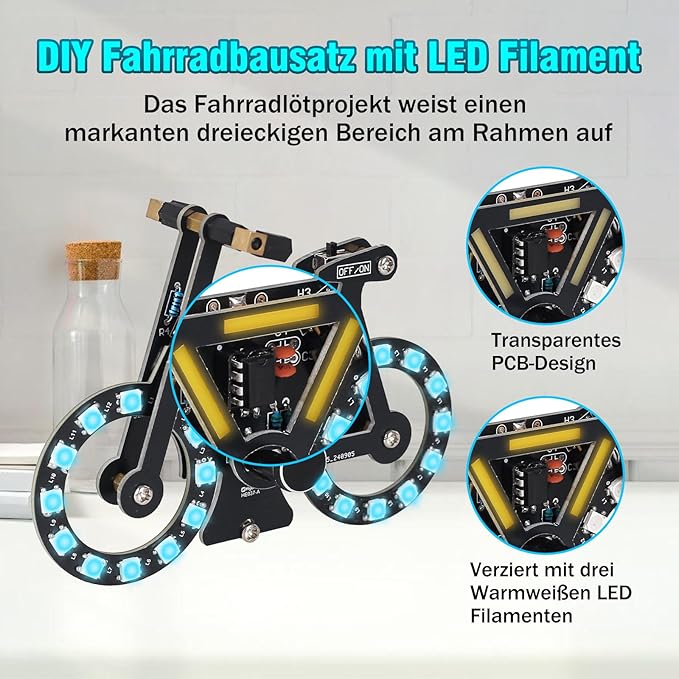Bausatz LED Fahrrad Lötset mit 5 Lichtmodi & Drehregler