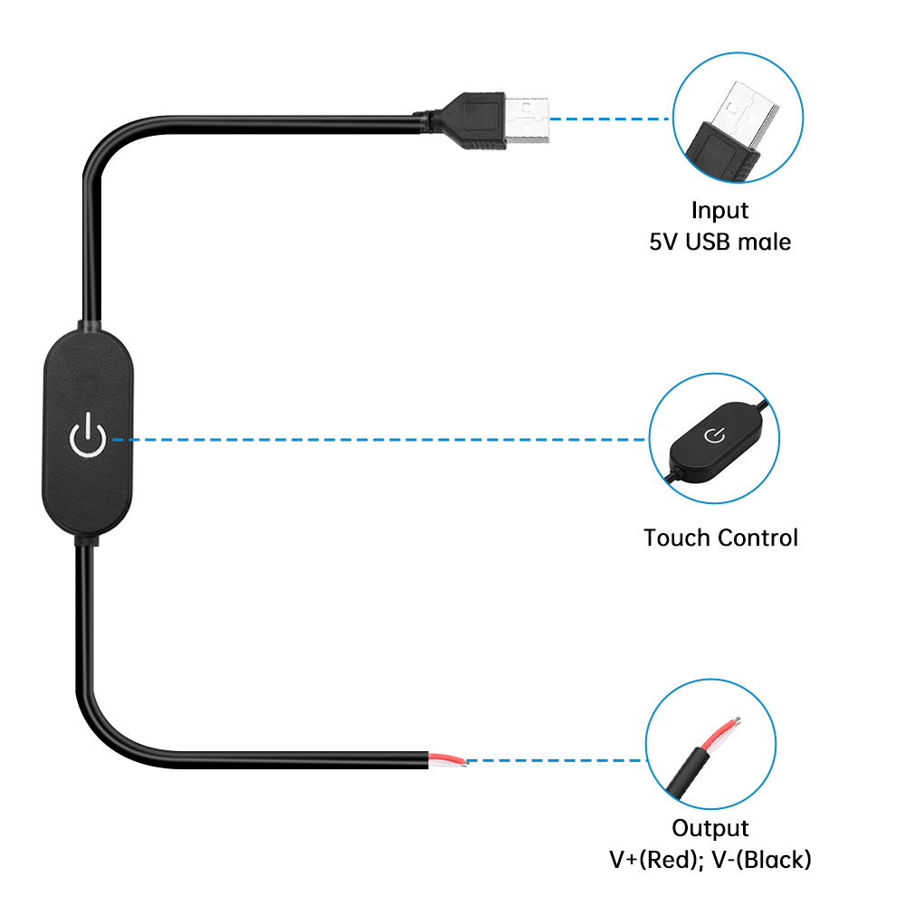 USB Touch Dimmer Schalter 5V 2A LED Streifen Controller (Schwarz)