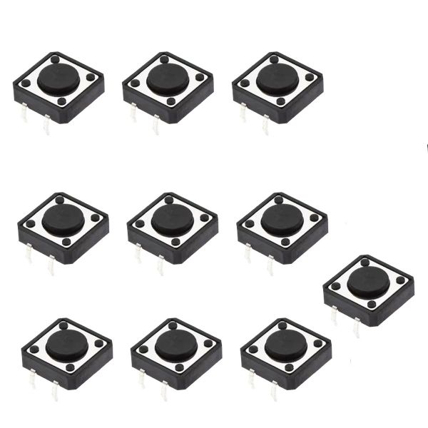 10x Taster 12x12x4,3mm THT – Drucktaster für Arduino, Prototyping und Schaltungen