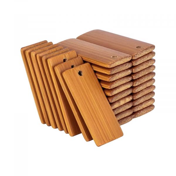 50 Bambus-Rohlinge 45x20 mm – Gravur-Tags für Schlüsselanhänger & DIY