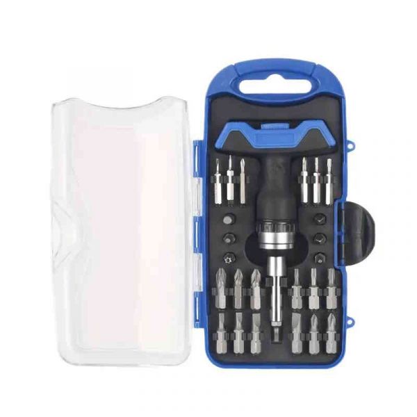 26-in-1 T-förmiges Ratschenschraubendreher-Set mit 25 Bits
