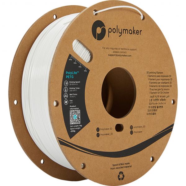 Polymaker PolyLite PETG Filament Weiss 1.75mm 1kg