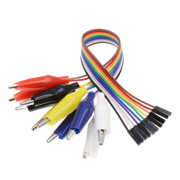 Messkabel 10 Pin Krokodilklemme auf Dupont-Buchse 30cm