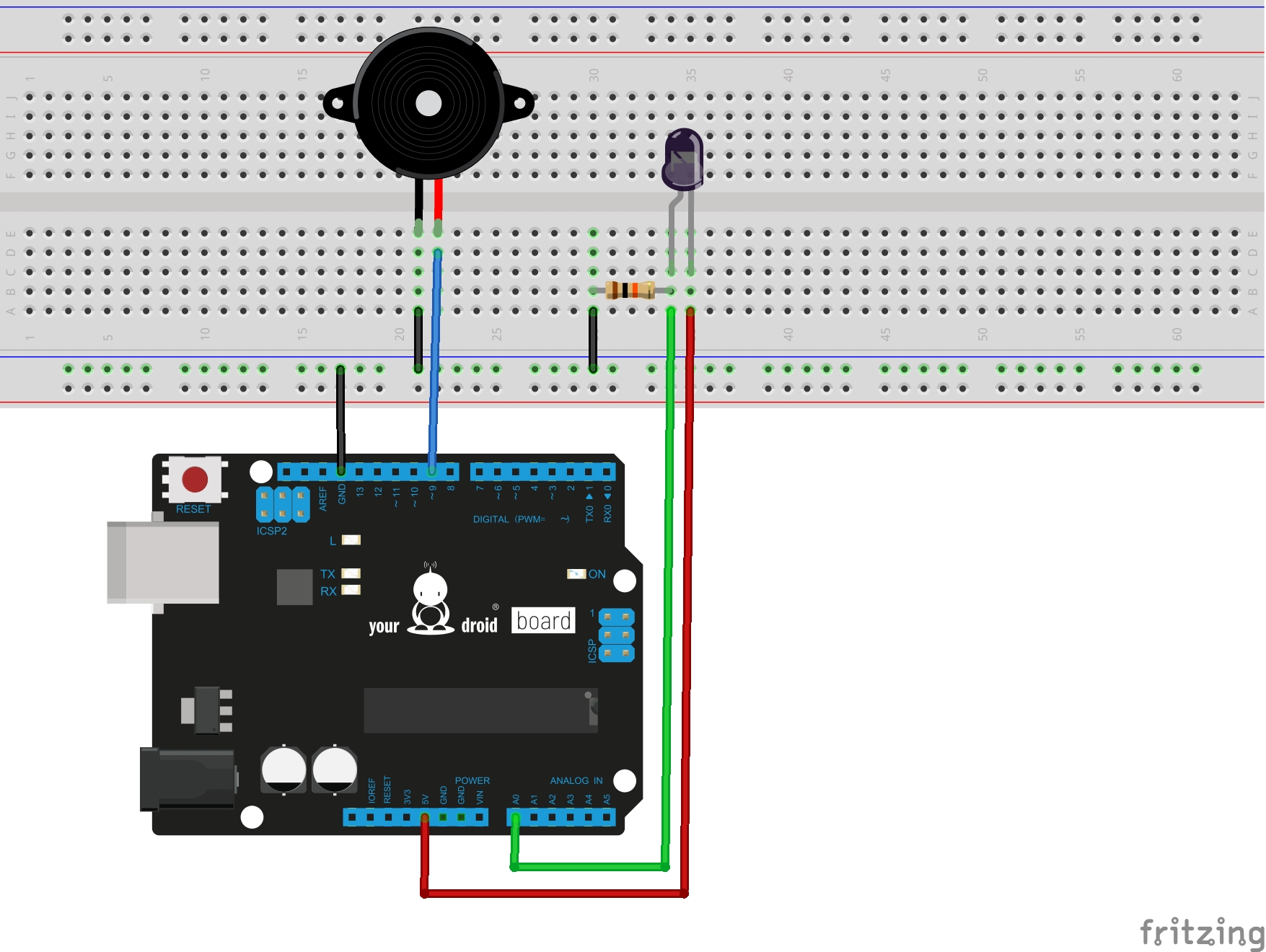 Flammensensor_Steckplatine