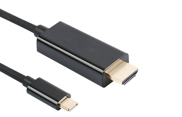 yourDroid 1m USB 3.1 Typ C zu HDMI Kabel, Vergoldet, 3840*2160P/60HZ, Schwarz