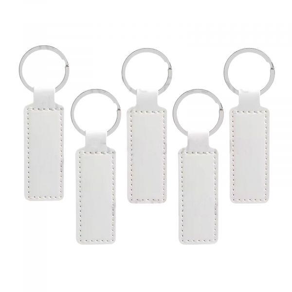 5x PU-Leder Schlüsselanhänger Rohlinge Weiss – Ideal für Gravur & DIY