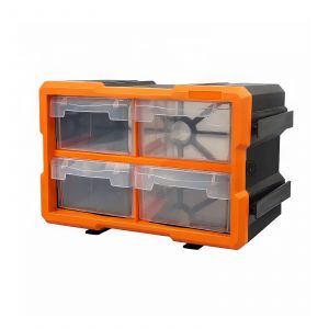 Kleinteilemagazin Sortimentskasten erweiterbar 4 Fächer (Orange)