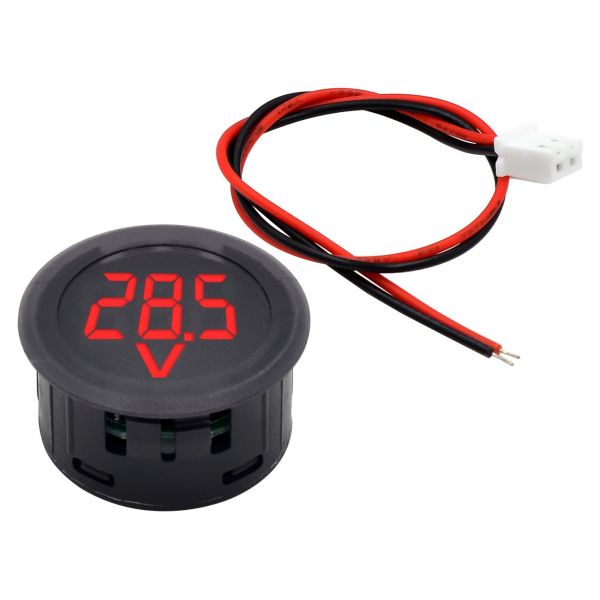 Digitales LED-Voltmeter 4–100 V rund 3-stellig Rot