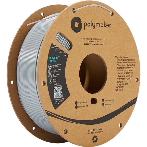 Polymaker PolyLite PETG Filament Grau 1.75mm 1kg
