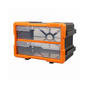 Kleinteilemagazin Sortimentskasten erweiterbar 2 Fächer (Orange)