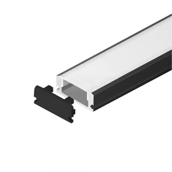 LED Aluminium Profil Schiene flach 17x7mm mit Abdeckung (Schwarz)