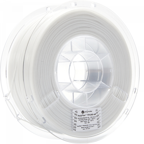 Polymaker PolyFlex TPU-95A High Speed Filament Weiss 1.75mm 1kg