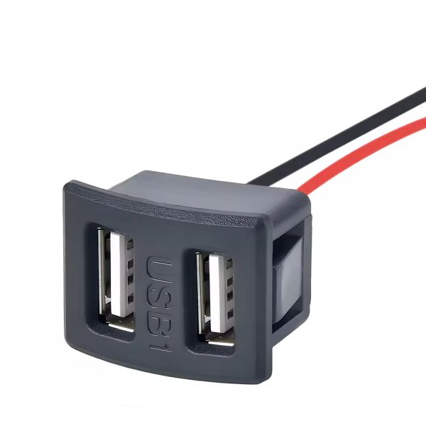 Einbaubuchse DUAL USB Ladebuchse 5V 2A 120-150° Bogen