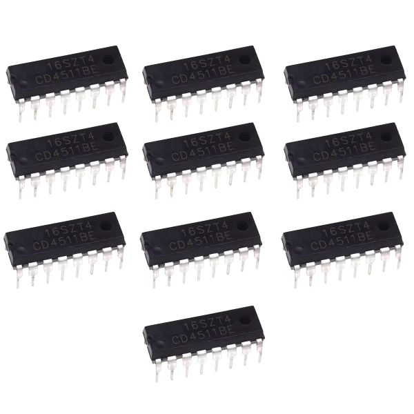10x CD4511 BCD-zu-7-Segment Decoder/Driver IC DIP16 – CMOS Treiber für LED-Displays