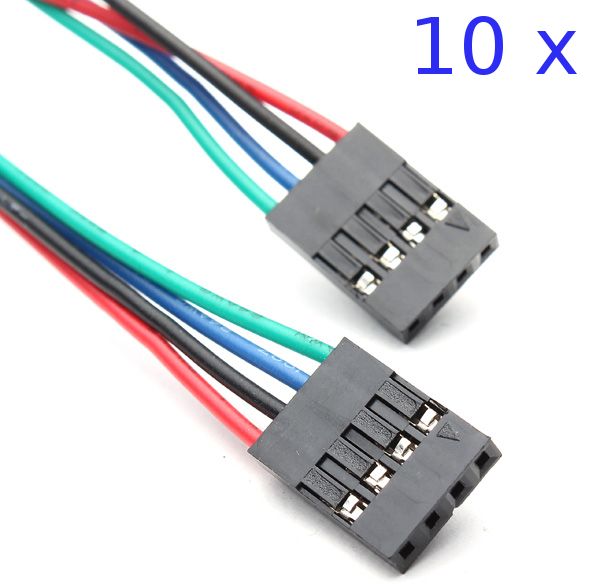 10x 4 Pin Dupont Kabel Buchse-Buchse 70 cm