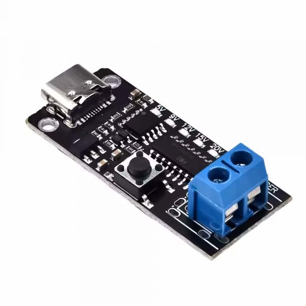 USB-C PD Trigger Board 100W – 5A Spannungsauswahl 5V/9V/12V/15V/20V mit Anschlussklemme
