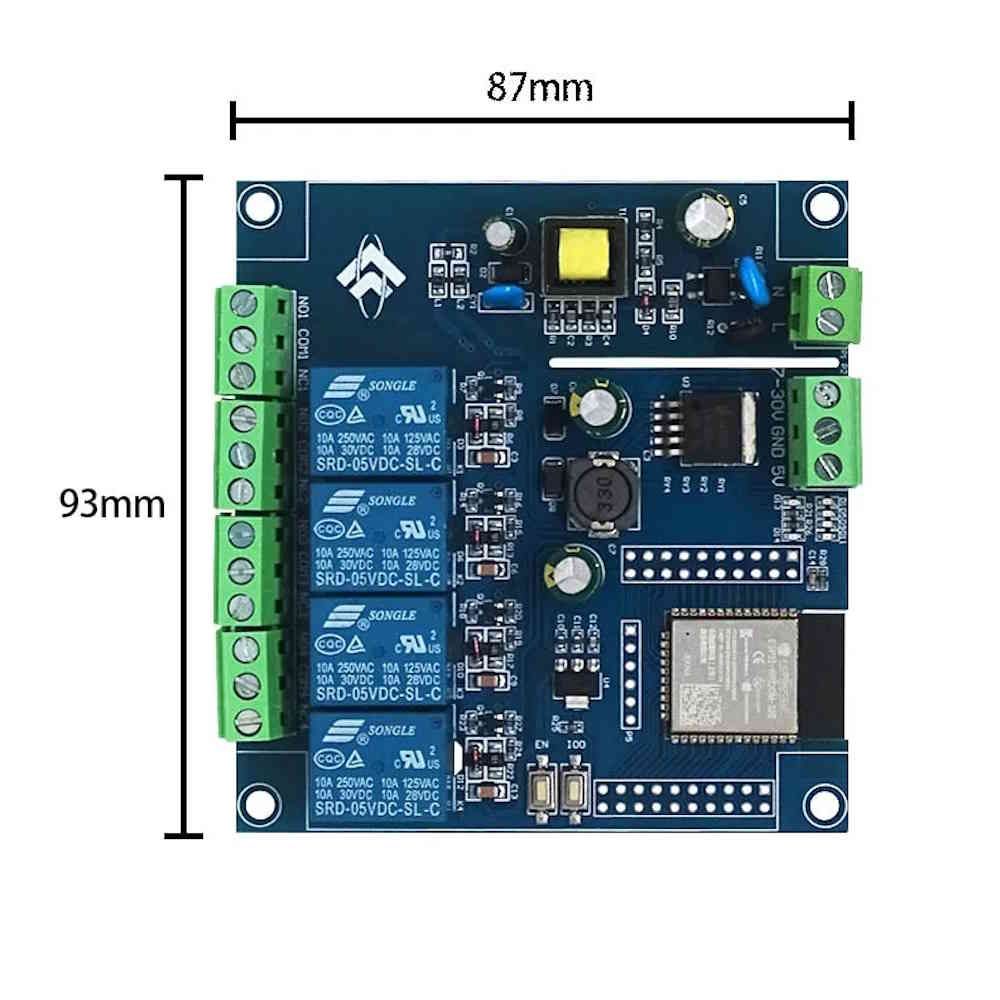 Koolenry ESP32 Relaismodul 4-Kanal - Mit WIFI Bluetooth & RS485 Modbus