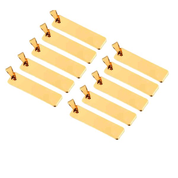 10x Edelstahl Gravurplatten-Anhänger Gold 10x45mm