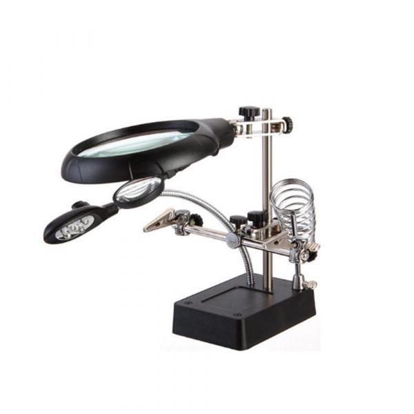 Dritte Hand Löthilfe mit Lupe und 5 LEDs ZD-126-3