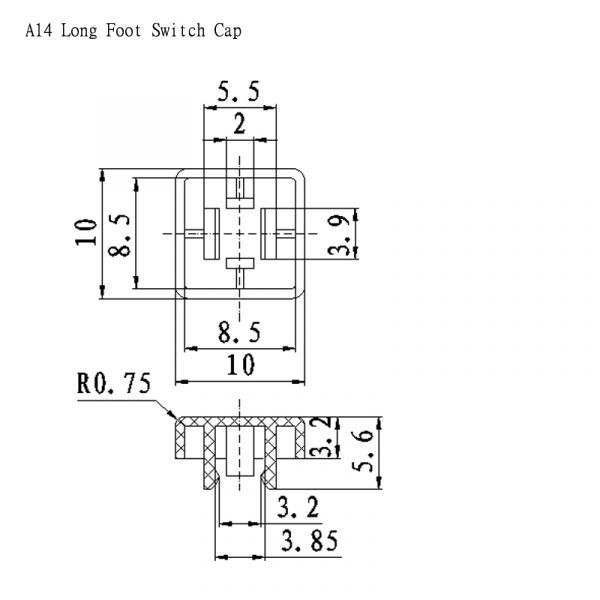 10x A14 Keycaps rot + transparente Abdeckkappen für 12×12×7,3 mm Taster